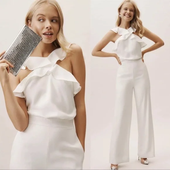 Monique Lhuillier White Jumpsuit-Size 6